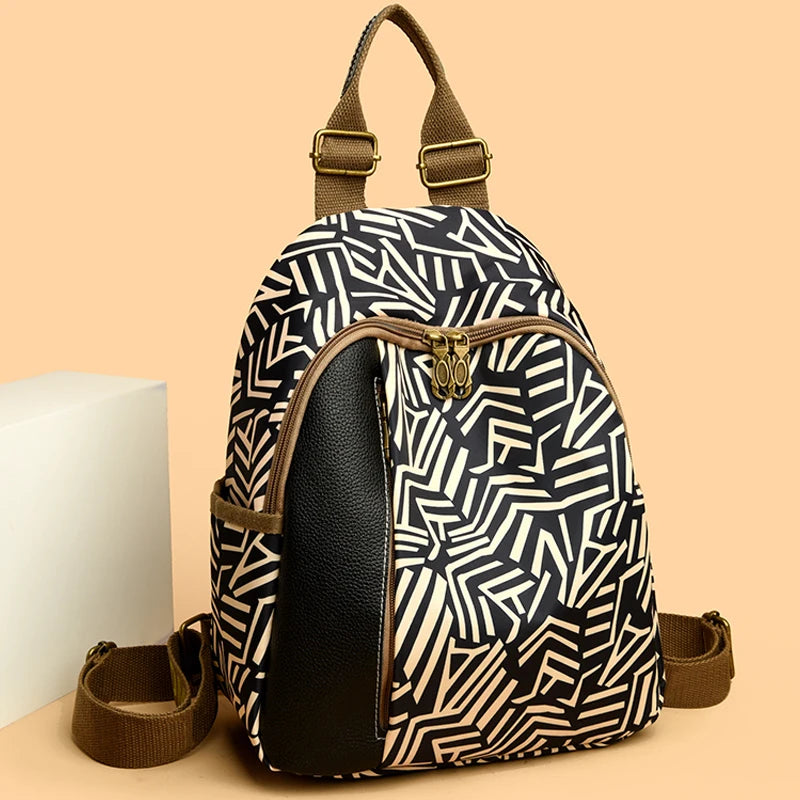 Fashionable Striped Design Women's Backpacks Luxurious Large Capacity Travel Backpack High Quality Oxford Cloth Girl Mochilas