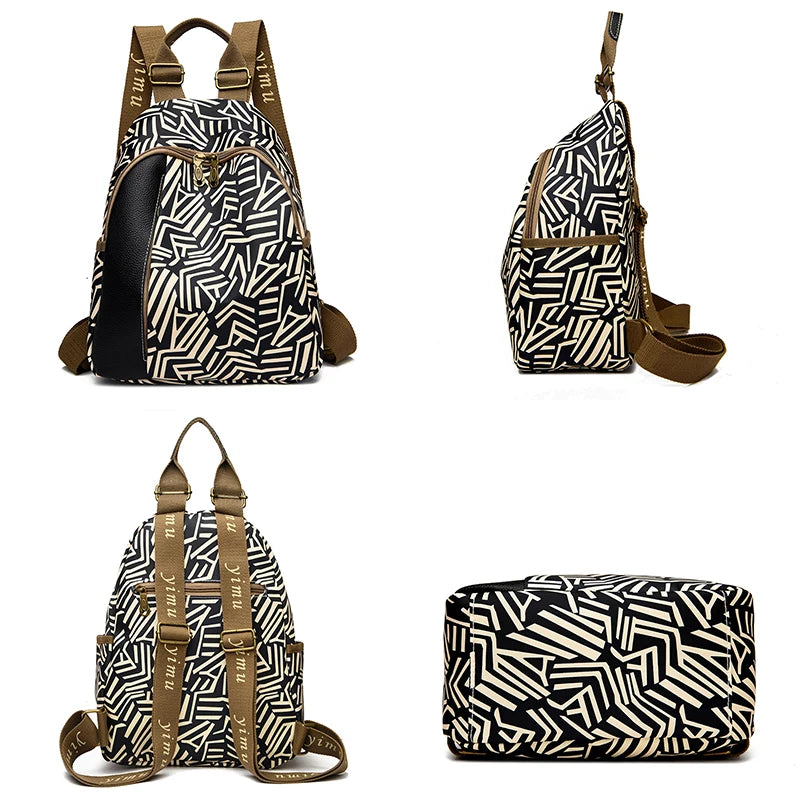 Fashionable Striped Design Women's Backpacks Luxurious Large Capacity Travel Backpack High Quality Oxford Cloth Girl Mochilas
