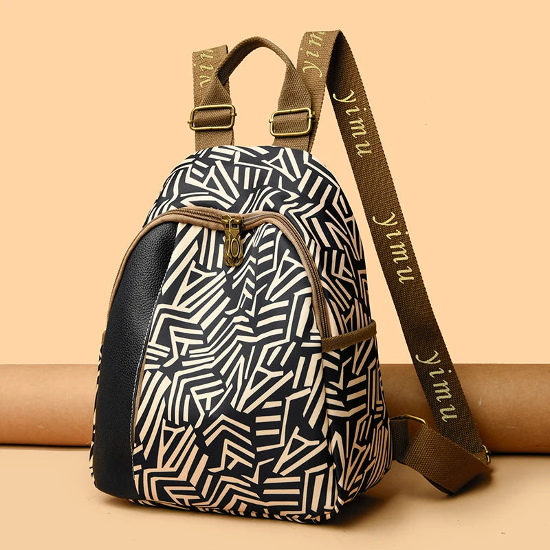 Fashionable Striped Design Women's Backpacks Luxurious Large Capacity Travel Backpack High Quality Oxford Cloth Girl Mochilas
