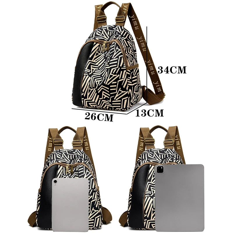 Fashionable Striped Design Women's Backpacks Luxurious Large Capacity Travel Backpack High Quality Oxford Cloth Girl Mochilas