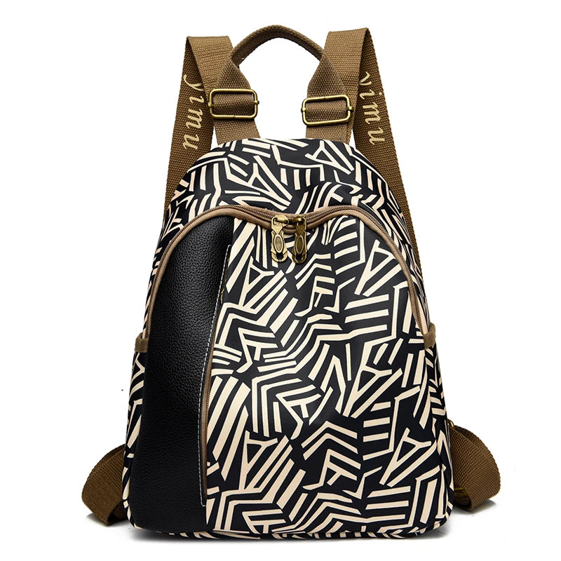 Fashionable Striped Design Women's Backpacks Luxurious Large Capacity Travel Backpack High Quality Oxford Cloth Girl Mochilas