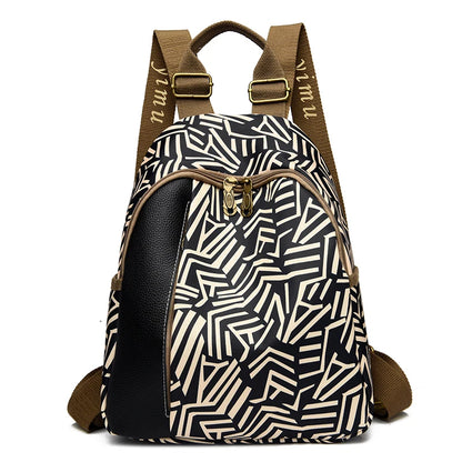 Fashionable Striped Design Women's Backpacks Luxurious Large Capacity Travel Backpack High Quality Oxford Cloth Girl Mochilas