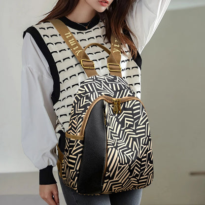 Fashionable Striped Design Women's Backpacks Luxurious Large Capacity Travel Backpack High Quality Oxford Cloth Girl Mochilas