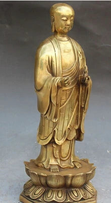 Fast shipping Buddhism Bronze Tang Seng San Zang Ksitigarbha Boddhisattva Buddha Statue