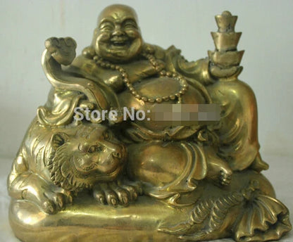Fast shipping Chinese Folk Culture Handmade Old Bronze Brass Statue Maitreya Buddha Sculpture