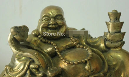 Fast shipping Chinese Folk Culture Handmade Old Bronze Brass Statue Maitreya Buddha Sculpture