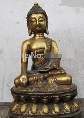 Fast shipping Tibet Folk Fane classic Bronze Gild Ru Lai Tathagata Sakyamuni Buddha Statue