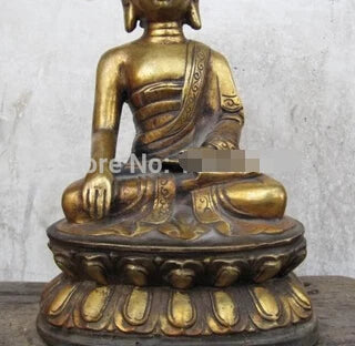 Fast shipping Tibet Folk Fane classic Bronze Gild Ru Lai Tathagata Sakyamuni Buddha Statue