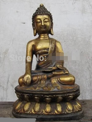 Fast shipping Tibet Folk Fane classic Bronze Gild Ru Lai Tathagata Sakyamuni Buddha Statue