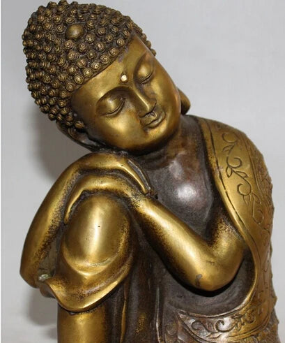Fast shipping Tibet Tibetan Buddhism Bronze Sleep Rest Sakyamuni Shakyamuni Buddha Statue