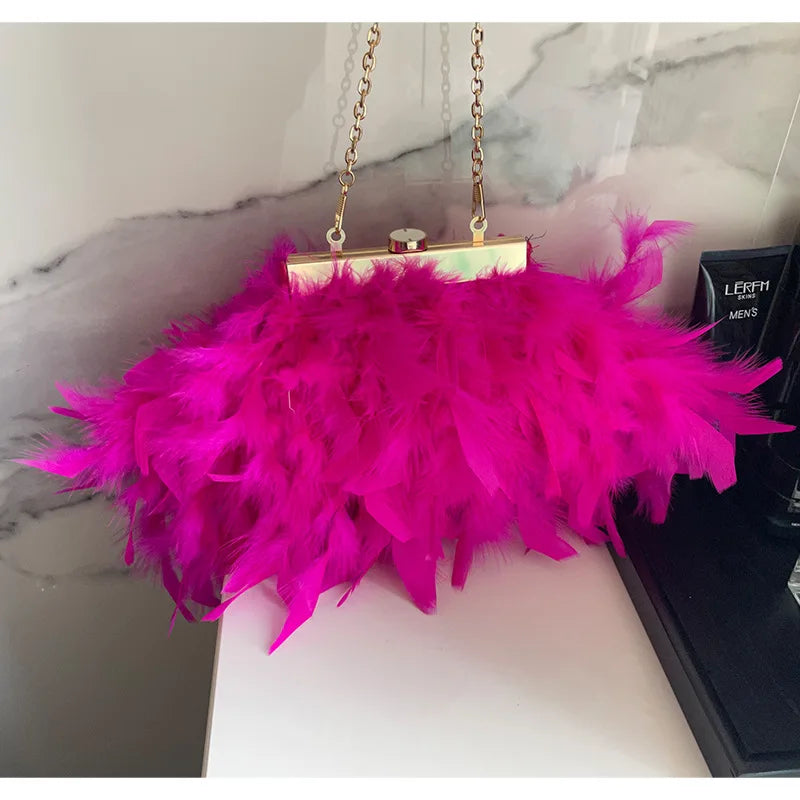 Feather Dinner Party Wedding Evening Bridal Bag Woman Colorfl Banquet Gala Clutch Purse For Ladies Fashion Handbag For Female