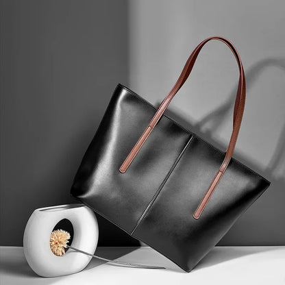 Featured Cowhide 2024 New Leather Women's Tote High-end Commuter Shoulder Large Capacity Ladies Bag Fashion Handbag