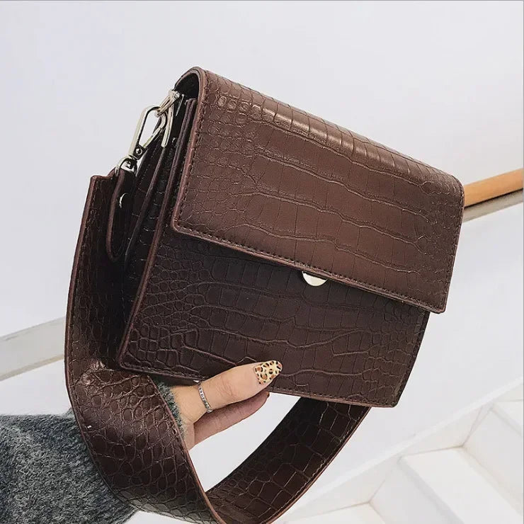 Female 2020 New Fashion Designer Luxury Broadband Square Sling Bag Western Style All-match Stone Pattern Shoulder/Crossbody Bag