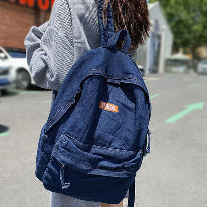 Female Canvas Vintage College Backpack Women Laptop Denim School Bag Fashion Girl Travel Book Backpack Ladies Leisure Kawaii Bag