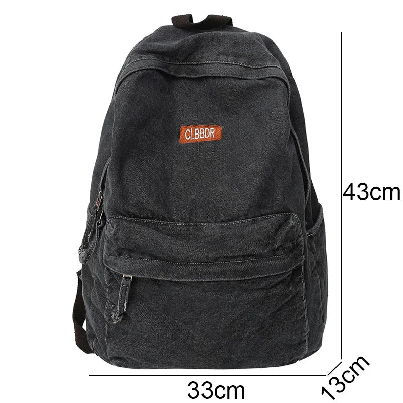 Female Canvas Vintage College Backpack Women Laptop Denim School Bag Fashion Girl Travel Book Backpack Ladies Leisure Kawaii Bag