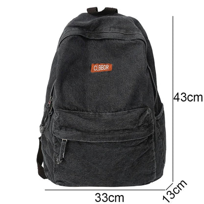 Female Canvas Vintage College Backpack Women Laptop Denim School Bag Fashion Girl Travel Book Backpack Ladies Leisure Kawaii Bag