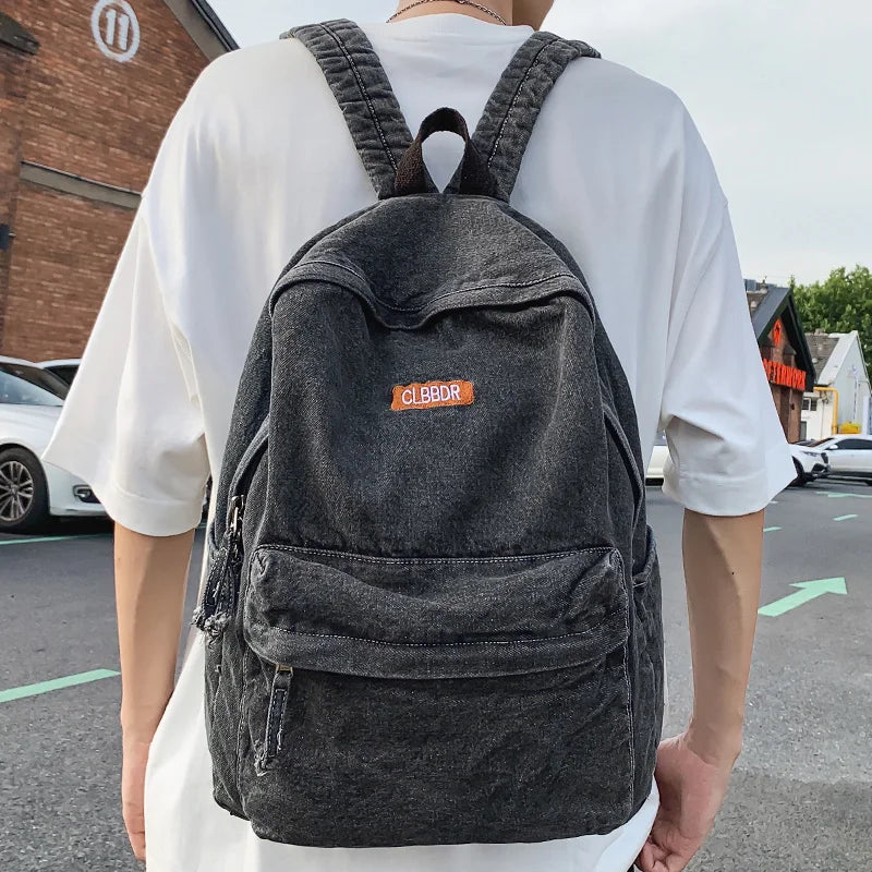 Female Canvas Vintage College Backpack Women Laptop Denim School Bag Fashion Girl Travel Book Backpack Ladies Leisure Kawaii Bag