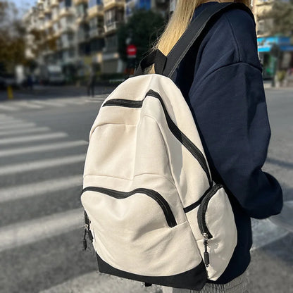 Female Canvas Vintage Laptop Student Bag  Lady Kawaii College Backpack Trendy Women School Bag Girl Cute Travel Backpack Fashion