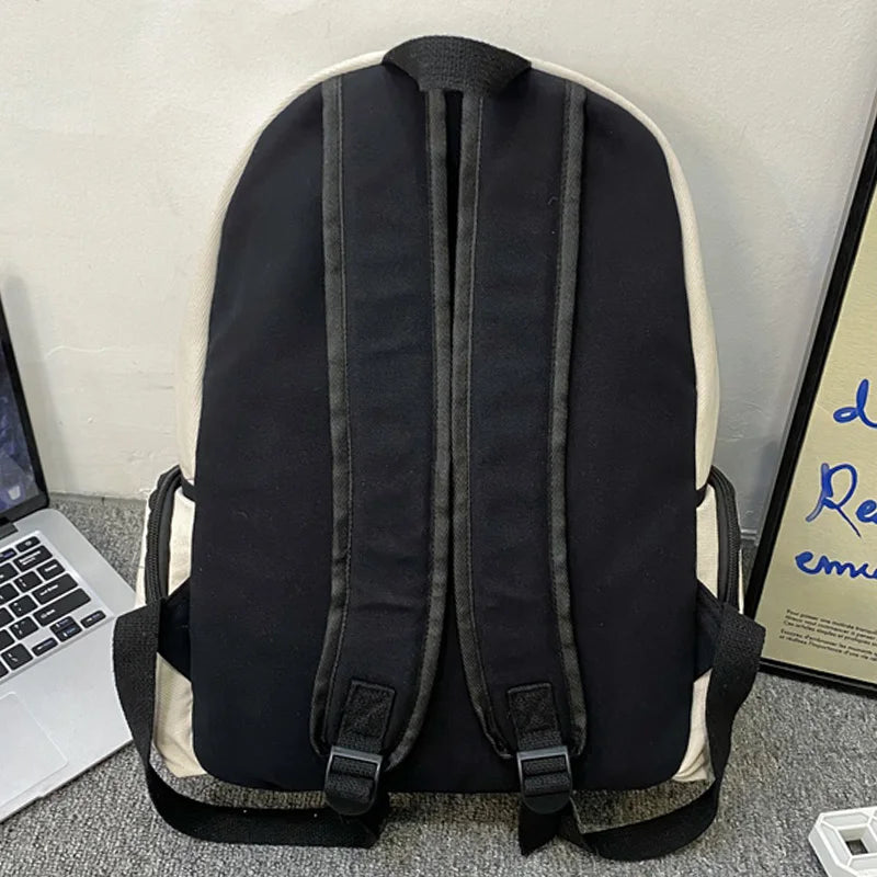 Female Canvas Vintage Laptop Student Bag  Lady Kawaii College Backpack Trendy Women School Bag Girl Cute Travel Backpack Fashion