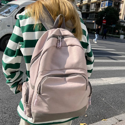Female Canvas Vintage Laptop Student Bag  Lady Kawaii College Backpack Trendy Women School Bag Girl Cute Travel Backpack Fashion