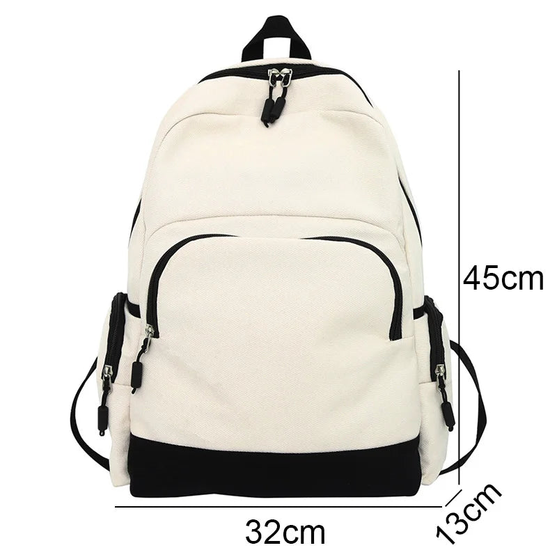 Female Canvas Vintage Laptop Student Bag  Lady Kawaii College Backpack Trendy Women School Bag Girl Cute Travel Backpack Fashion