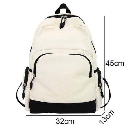 Female Canvas Vintage Laptop Student Bag  Lady Kawaii College Backpack Trendy Women School Bag Girl Cute Travel Backpack Fashion