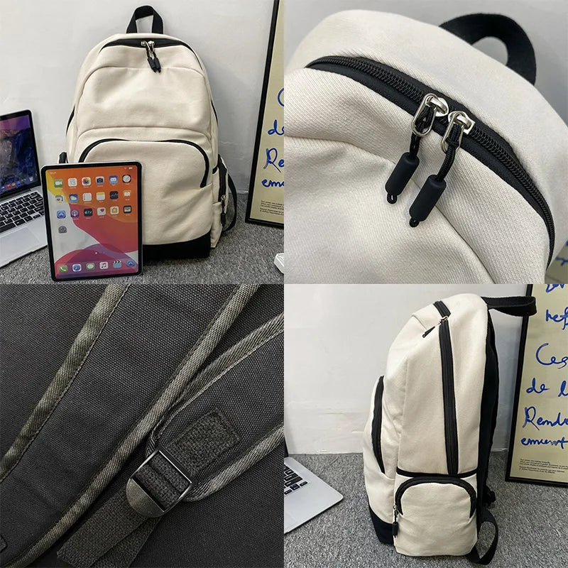 Female Canvas Vintage Laptop Student Bag  Lady Kawaii College Backpack Trendy Women School Bag Girl Cute Travel Backpack Fashion