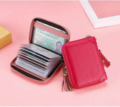 Female Cardholder Genuine Leather Credit Card Men Travel Passport Long Wallets Purse Black Women Business ID Holder