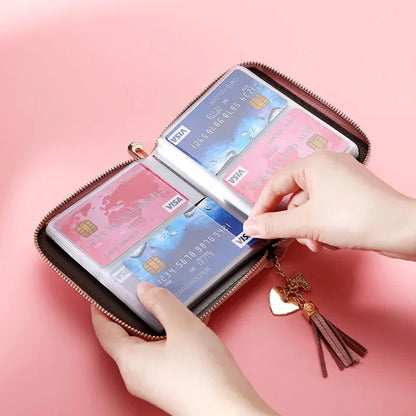 Female Cardholder Genuine Leather Credit Card Men Travel Passport Long Wallets Purse Black Women Business ID Holder