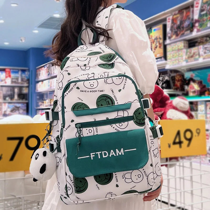 Female Cartoon Print Backpack