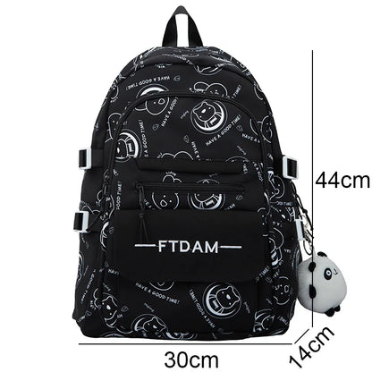 Female Cartoon Print Bag Girl Book Laptop Backpack Women Leisure Harajuku School Bag Ladies Cute Travel College Backpack Fashion
