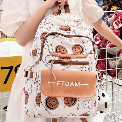 Female Cartoon Print Bag Girl Book Laptop Backpack Women Leisure Harajuku School Bag Ladies Cute Travel College Backpack Fashion