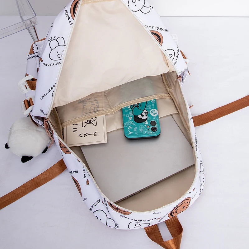 Female Cartoon Print Bag Girl Book Laptop Backpack Women Leisure Harajuku School Bag Ladies Cute Travel College Backpack Fashion