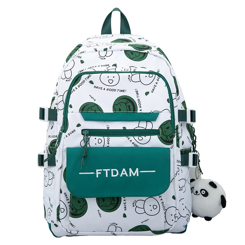 Female Cartoon Print Bag Girl Book Laptop Backpack Women Leisure Harajuku School Bag Ladies Cute Travel College Backpack Fashion