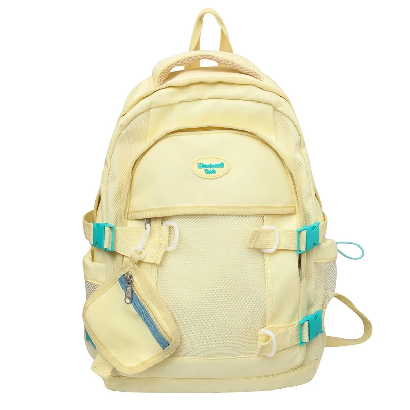 Female Coin Purse Net TravelSchool Bag Women Kawaii Nylon Mesh Laptop Book Bag Cool Fashion Ladies Student College Backpack Girl