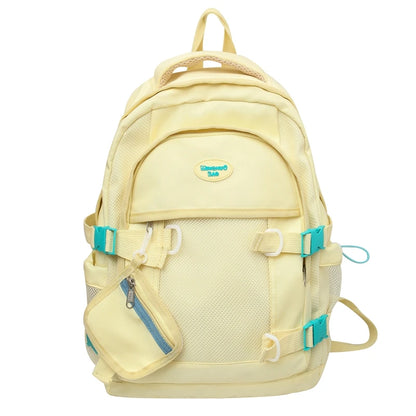 Female Coin Purse Net TravelSchool Bag Women Kawaii Nylon Mesh Laptop Book Bag Cool Fashion Ladies Student College Backpack Girl