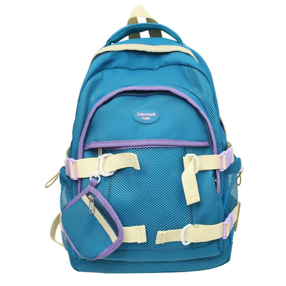 Female Coin Purse Net TravelSchool Bag Women Kawaii Nylon Mesh Laptop Book Bag Cool Fashion Ladies Student College Backpack Girl