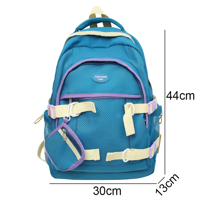Female Coin Purse Net TravelSchool Bag Women Kawaii Nylon Mesh Laptop Book Bag Cool Fashion Ladies Student College Backpack Girl