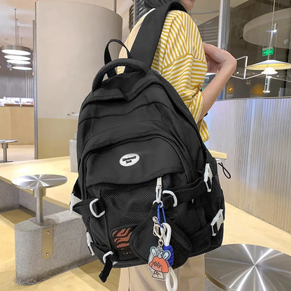 Female Coin Purse Net TravelSchool Bag Women Kawaii Nylon Mesh Laptop Book Bag Cool Fashion Ladies Student College Backpack Girl