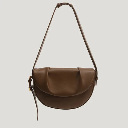 Female Cowhide Saddle Bag New Fashion Leather Women's Handbag All-Match Shoulder Pack Personalized Design Messenger Package