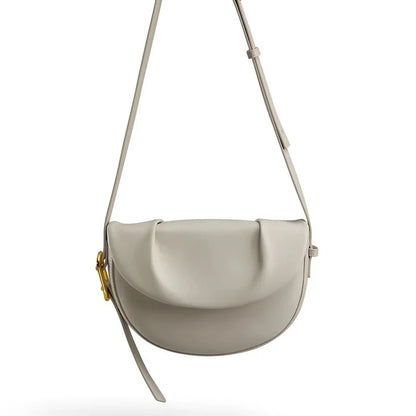 Female Cowhide Saddle Bag New Fashion Leather Women's Handbag All-Match Shoulder Pack Personalized Design Messenger Package