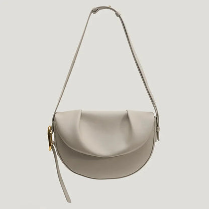 Female Cowhide Saddle Bag New Fashion Leather Women's Handbag All-Match Shoulder Pack Personalized Design Messenger Package