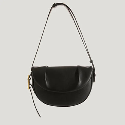Female Cowhide Saddle Bag New Fashion Leather Women's Handbag All-Match Shoulder Pack Personalized Design Messenger Package