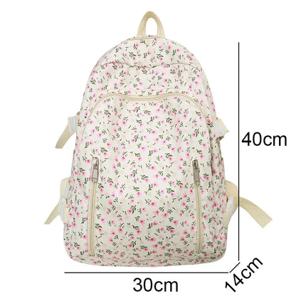Female Cute Floral Laptop Waterproof College Backpack Women Travel Kawaii Student School Bag Ladies Nylon Girl Book Bags Fashion