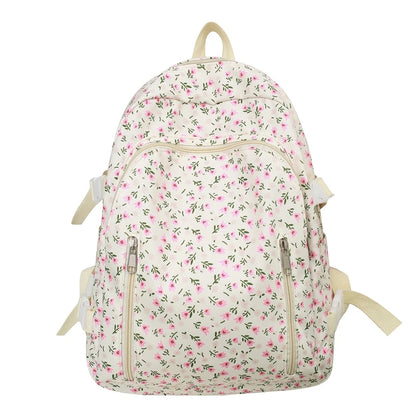 Female Cute Floral Laptop Waterproof College Backpack Women Travel Kawaii Student School Bag Ladies Nylon Girl Book Bags Fashion