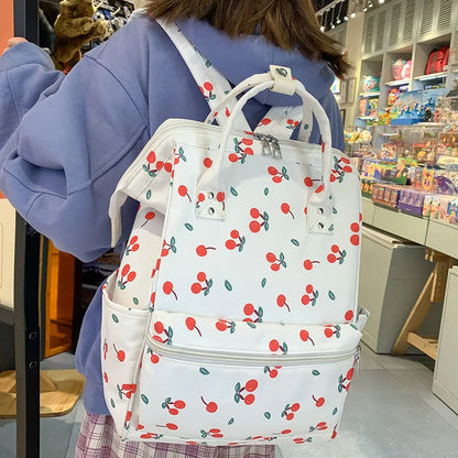 Female Cute Floral Printing Nylon University Backpack Women Laptop School Bag Girl Leisure College Fashion Lady Travel Book Bags