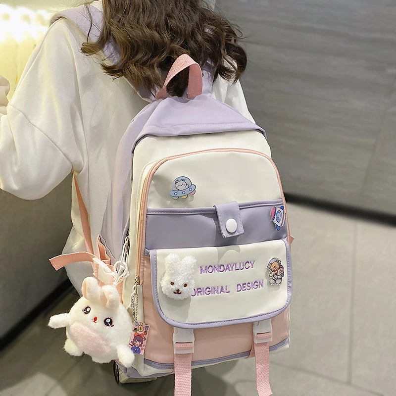 Female Cute Purple College Backpack Girl Travel Harajuku School Bag Laptop Ladies Kawaii Backpack Fashion Women Book Bags Trendy