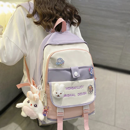 Female Cute Purple College Backpack Girl Travel Harajuku School Bag Laptop Ladies Kawaii Backpack Fashion Women Book Bags Trendy