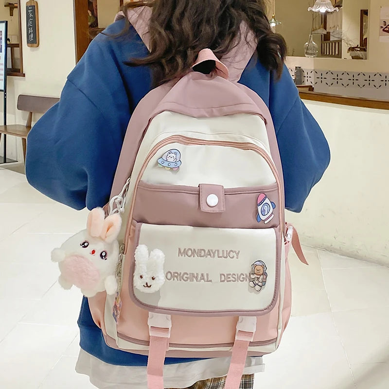 Female Cute Purple College Backpack Girl Travel Harajuku School Bag Laptop Ladies Kawaii Backpack Fashion Women Book Bags Trendy