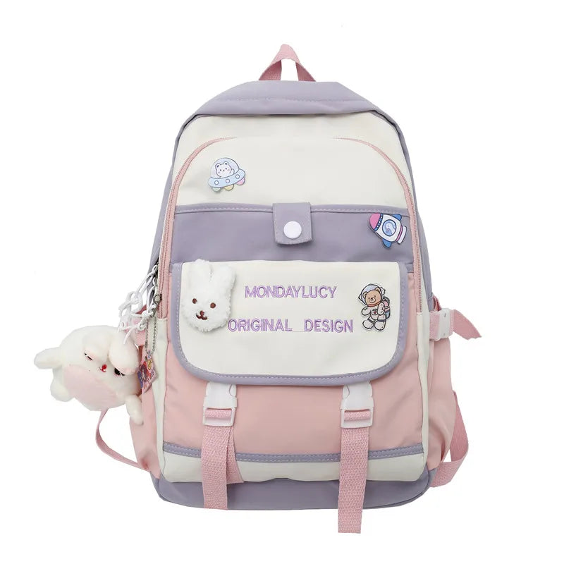 Female Cute Purple College Backpack Girl Travel Harajuku School Bag Laptop Ladies Kawaii Backpack Fashion Women Book Bags Trendy